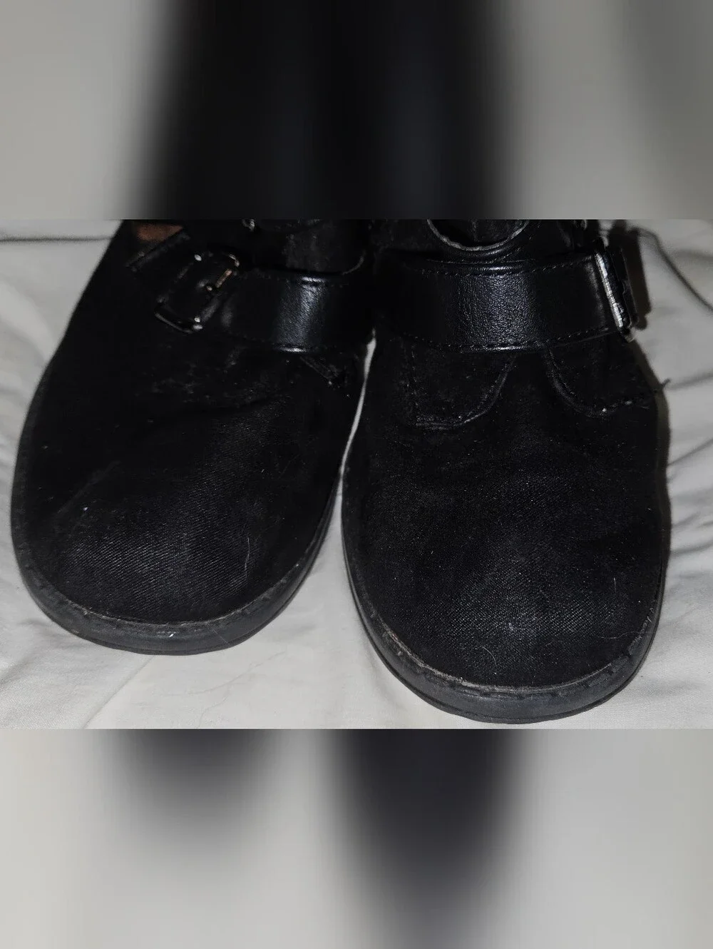 Justice Black Suede Strap Wedge Ankle Boots Size 2 Girls